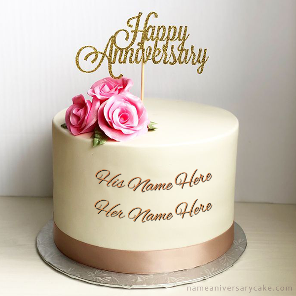Create Personalized Elegant Anniversary Cake for Couple with Names | for couples | Anniversary | Name Anniversary Cake with Name & Photo | Free Online Anniversary Cakes Anniversary Cake With Name Maker | nameanniversarycake