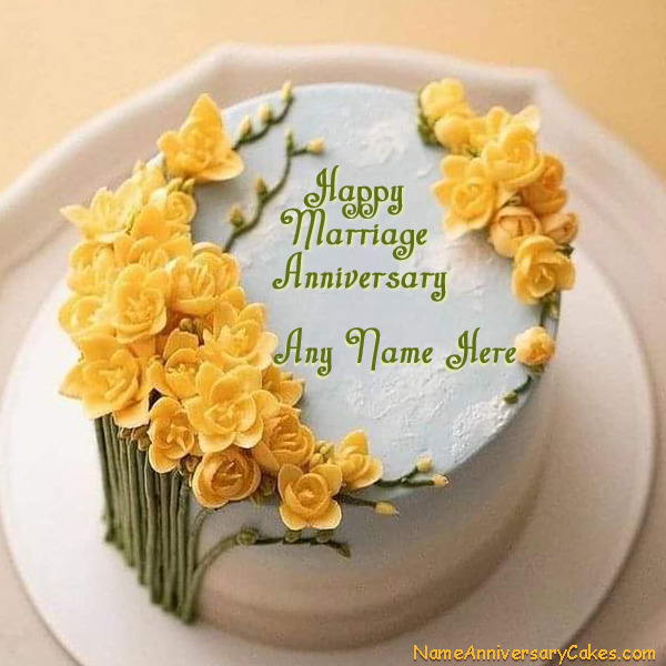 Happy 1st Anniversary Wishes Cake With Couple Name Edit